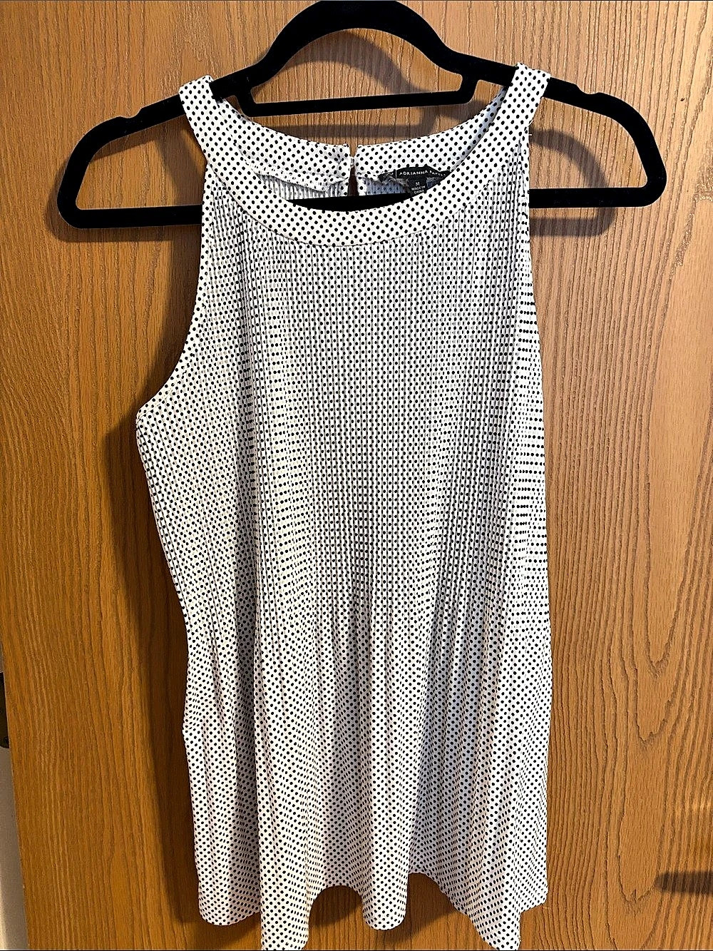 Adrianna Papell Polka Dot Sleeveless Tank in White & Black Like New